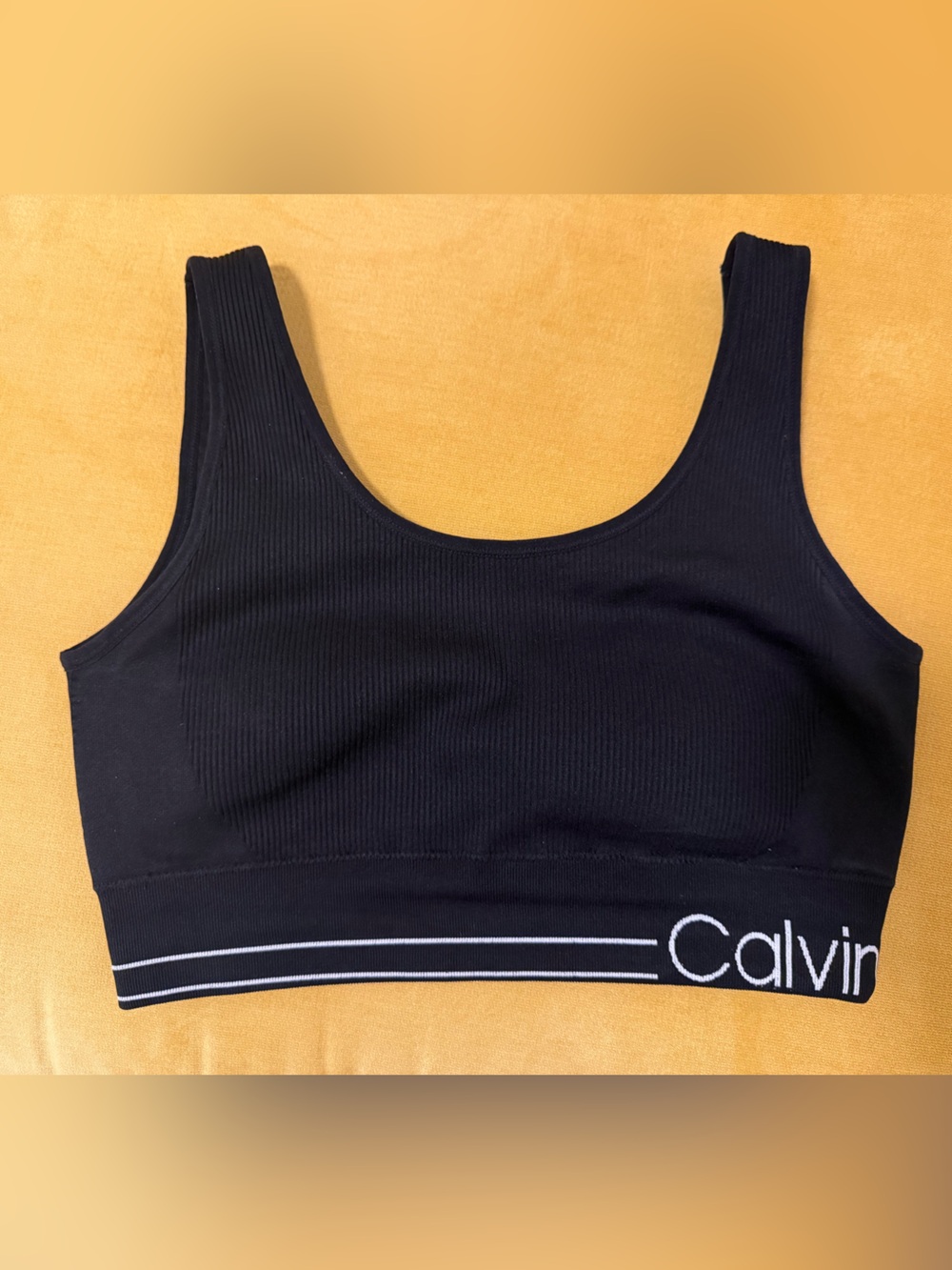Calvin Klein Black Performance Bra Tank Top Ribbed